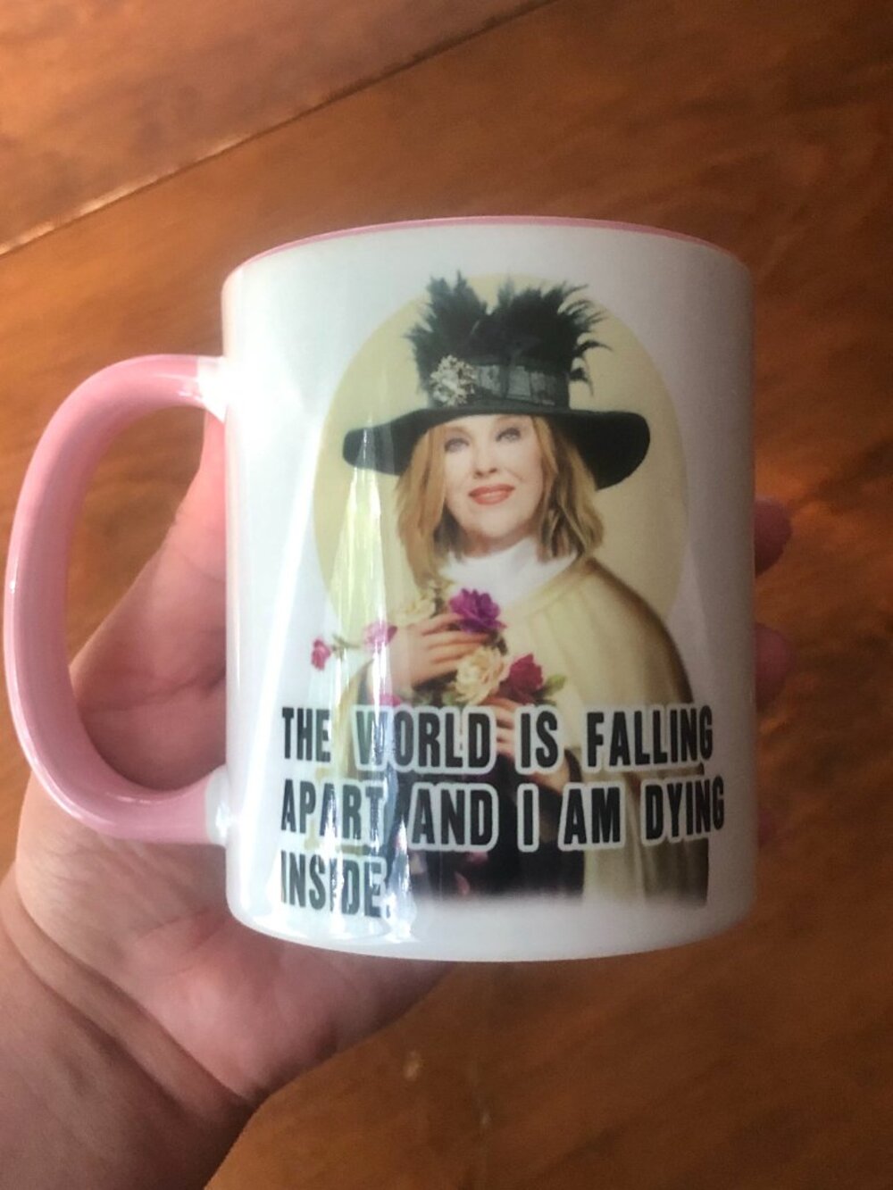 Schitt's Creek Mug - Funny Moira Rose Mug- Pink Handle